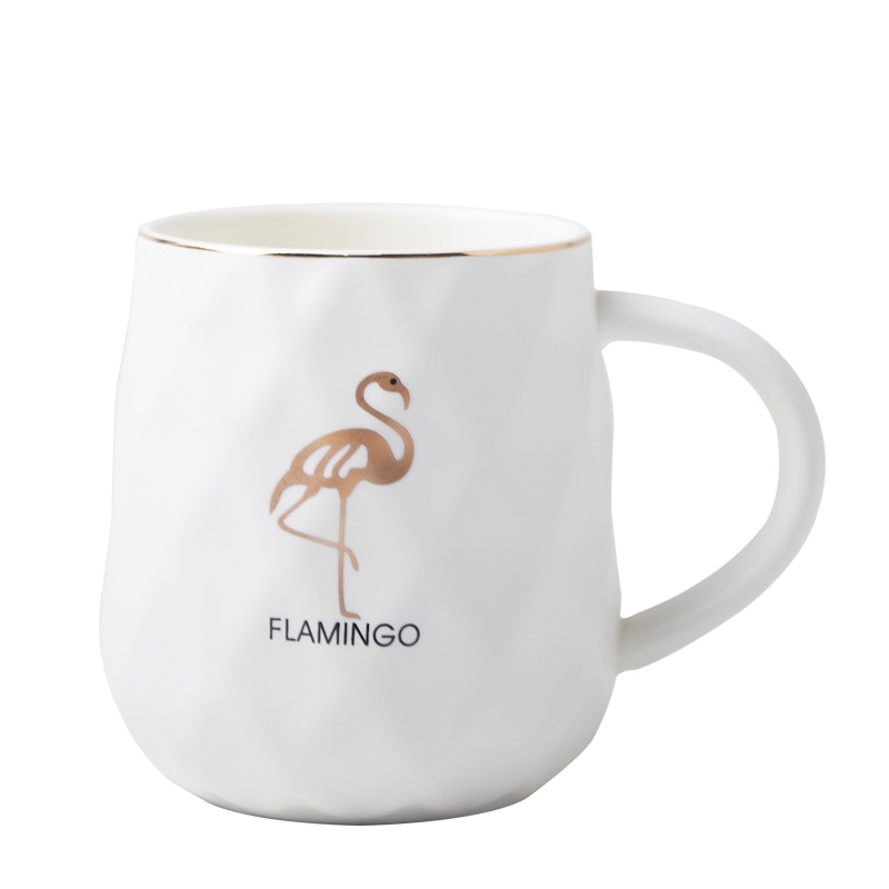麦可可 炫耀火烈鸟茶杯陶瓷杯 北欧描金马克杯水杯泡茶杯圆口咖啡牛奶杯情侣杯