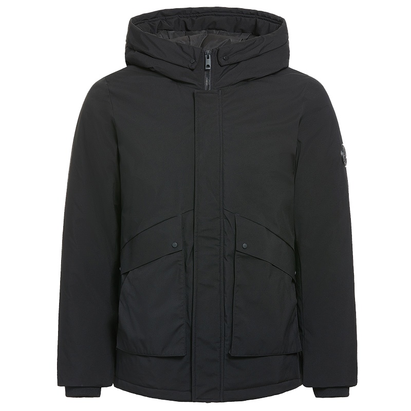 鸭鸭 90鹅绒男士时尚防风连帽短款蓄热内里羽绒服