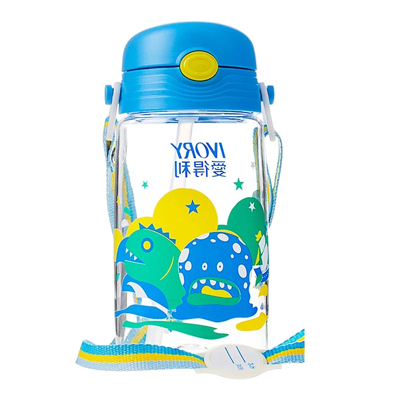 爱得利(IVORY)Tritan特丽透吸管杯儿童400mL宝宝带吸管喝水壶 蓝色/AF124