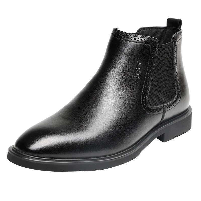 红蜻蜓男鞋新款马丁靴男英伦真皮工装靴高帮冬季加绒棉鞋男士皮靴