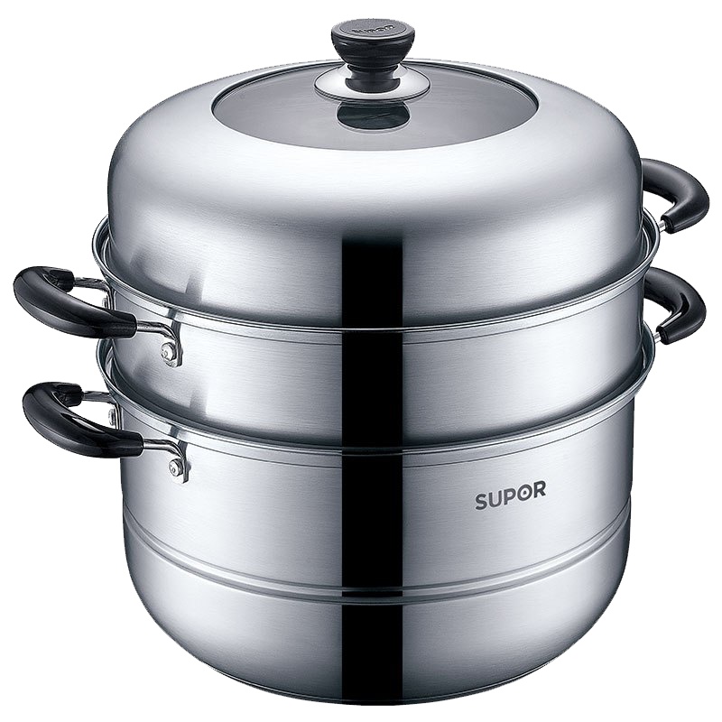 苏泊尔(SUPOR)易存储双层复底蒸锅 蒸笼加厚复底大蒸锅 蒸馒头蒸鱼蒸馍蒸菜 家用汤锅 28cm口径SZ28CA1
