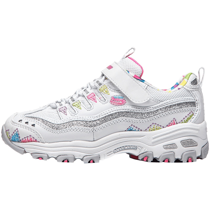 【自营】斯凯奇女大童休闲鞋D‘lites白色低帮熊猫鞋运动鞋80524L