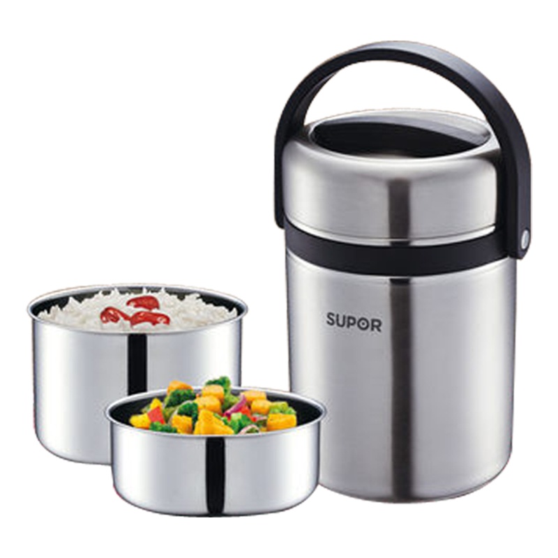 苏泊尔(SUPOR)304不锈钢保温饭盒2.5L保温桶不锈钢学生便当盒汤粥桶保温桶保温提锅KF25A1 1.5L