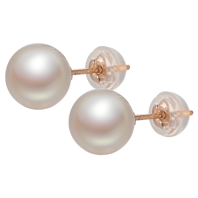京润珍珠 聚 纤丽4-4.5mm正圆 G18K金akoya海水珍珠耳钉 珠宝送女友