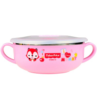费雪牌(FISHER-PRICE) 母婴幼儿童双耳碗不锈钢塑料碗FP-8017粉色适用年龄:6个月以上