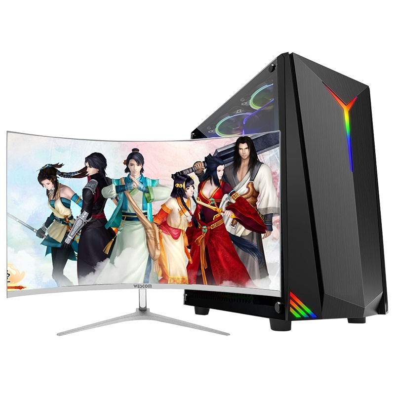 世纪之星 十代酷睿i3-10100四核/GTX1050 D5独显/8G DDR4内存/256GB固态 家用办公娱乐吃鸡游戏电脑 组装机 台式电脑 台式机 电脑主机+32英寸曲面