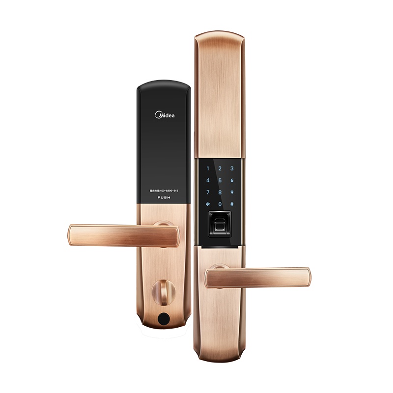 美的(Midea)指纹锁MOLK-LA012-B家用电子锁 手机智能互联 APP指纹密码钥匙开门(右开门)