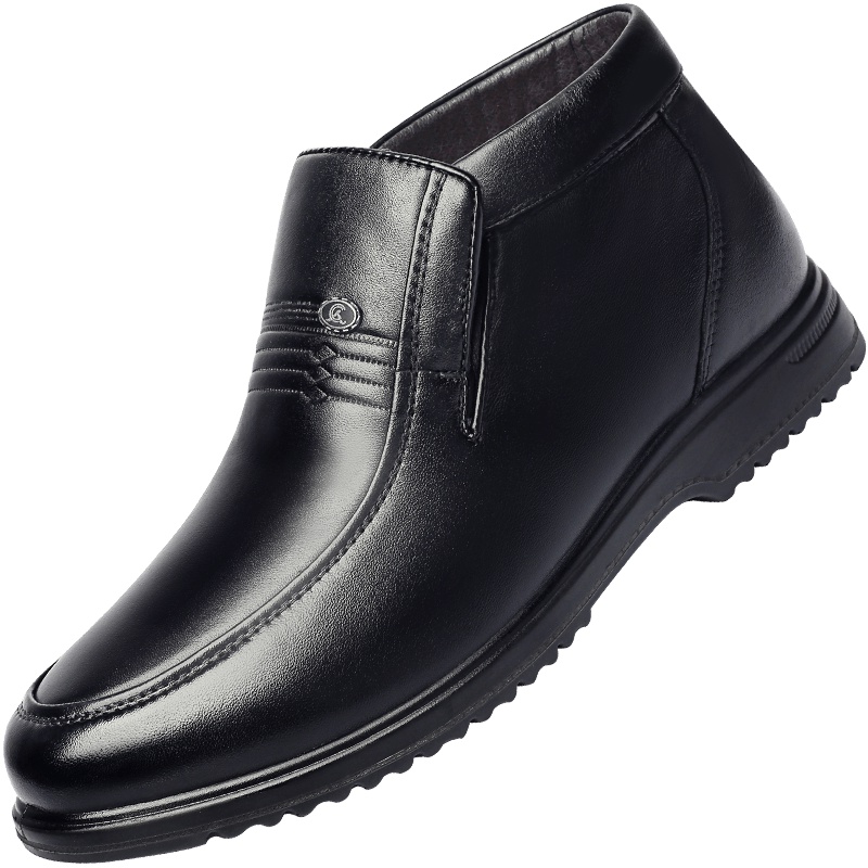 3515强人男棉鞋休闲保暖皮鞋羊毛靴舒适套脚防寒棉靴 DC12606