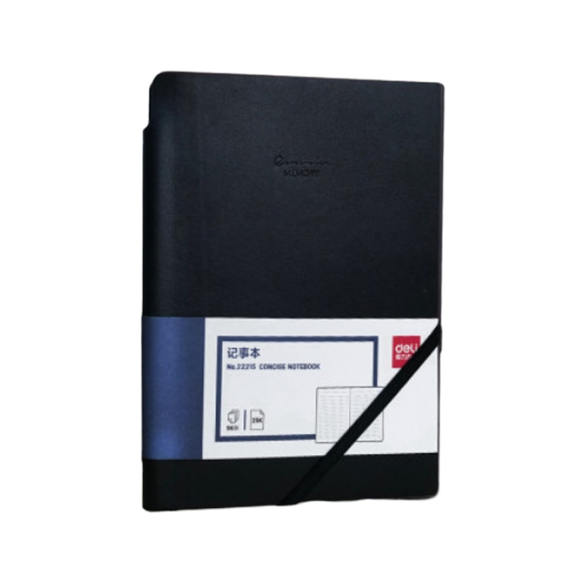 得力25k96页软皮面本子记事本笔记本绑带插笔加厚日记本商务