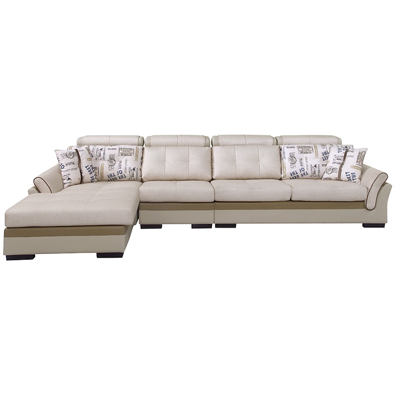 全友家居现代简约皮布沙发 布艺部分可拆洗L型沙发带贵妃转角沙发102105A