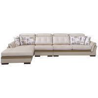 全友家居现代简约皮布沙发 布艺部分可拆洗L型沙发带贵妃转角沙发102105A