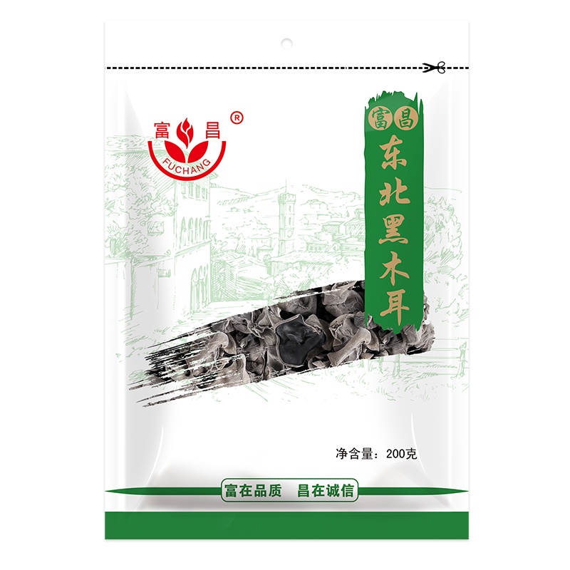 富昌 东北黑木耳200g 肉厚无根木耳 煲汤炒菜凉拌火锅材料 特产山珍南北干货