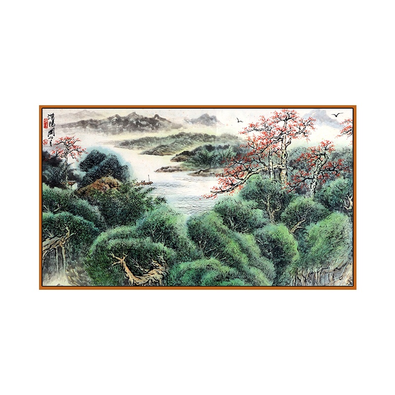 墙壁挂画 XTL867 关山月水墨壁画背景墙装饰 140*80cm (10幅起订)