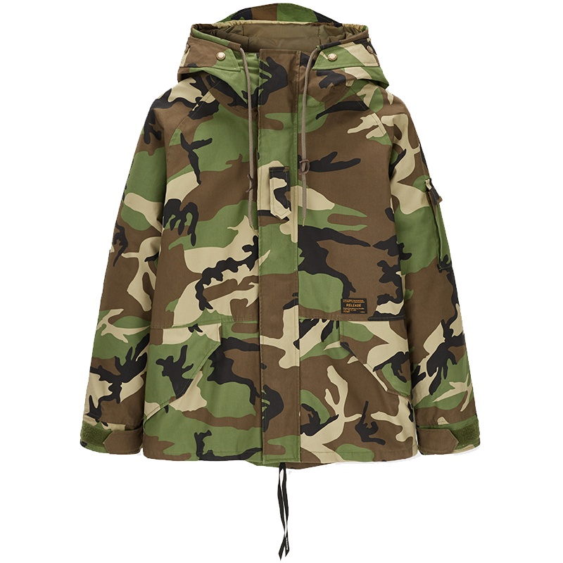 太平鸟男装派克迷彩潮流短款羽绒服休闲时尚工装面包服连帽外套潮