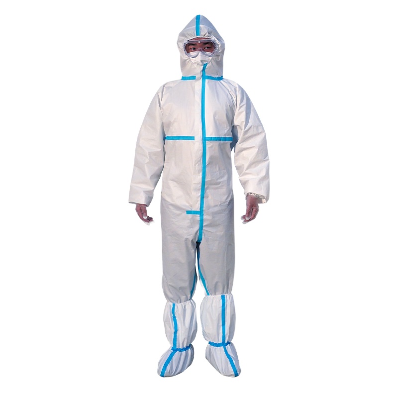 一次性连体防护服大码隔离衣胶条覆膜无纺布隔离服(不含鞋套)