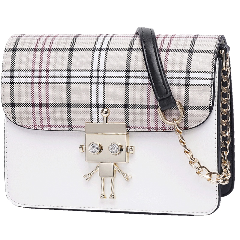 啄木鸟女包斜挎包女士单肩包时尚百搭格纹链条包迷你简约小包包