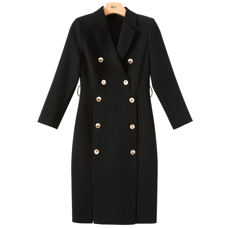 晚白2020冬季新品时尚修身显瘦纯色职业西装裙包臀裙打底连衣裙女