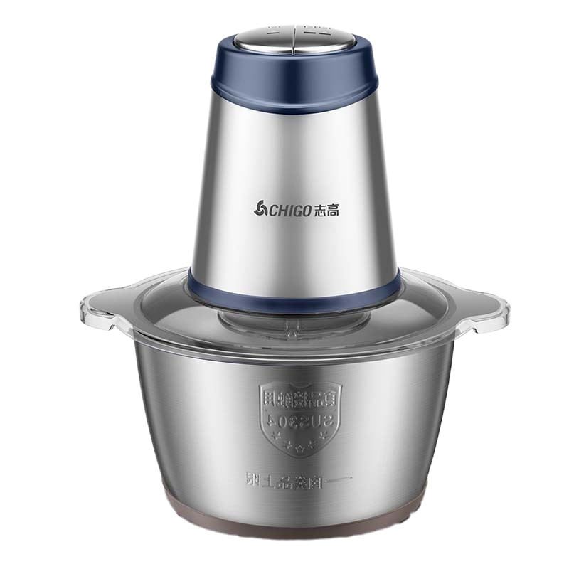志高（CHIGO）料理机绞肉机搅拌机 新款蓝金边钢碗/双刀