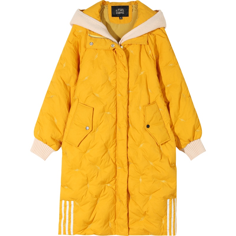 韩版过膝长款羽绒服2019冬季新款女白鸭绒休闲宽松外套