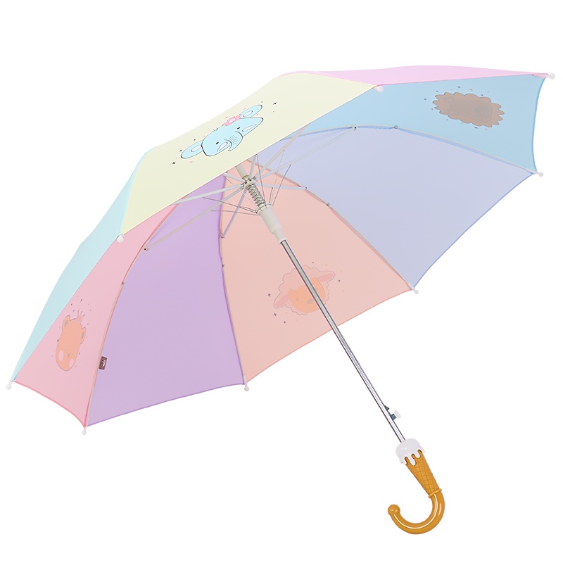 天堂伞 儿童伞直杆伞长柄伞防紫外线晴雨伞太阳伞遮阳伞53cm*8骨 3051E动物派对白色