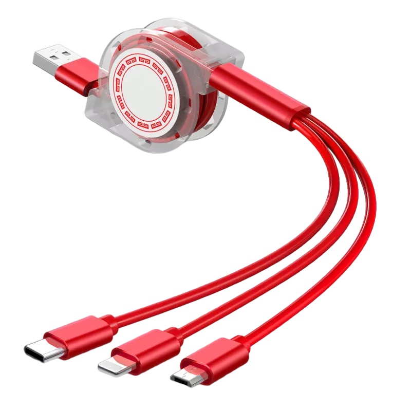 龙觇 苹果数据线安卓三合一充电线伸缩一拖三快充OPPO华为vivo手机通用