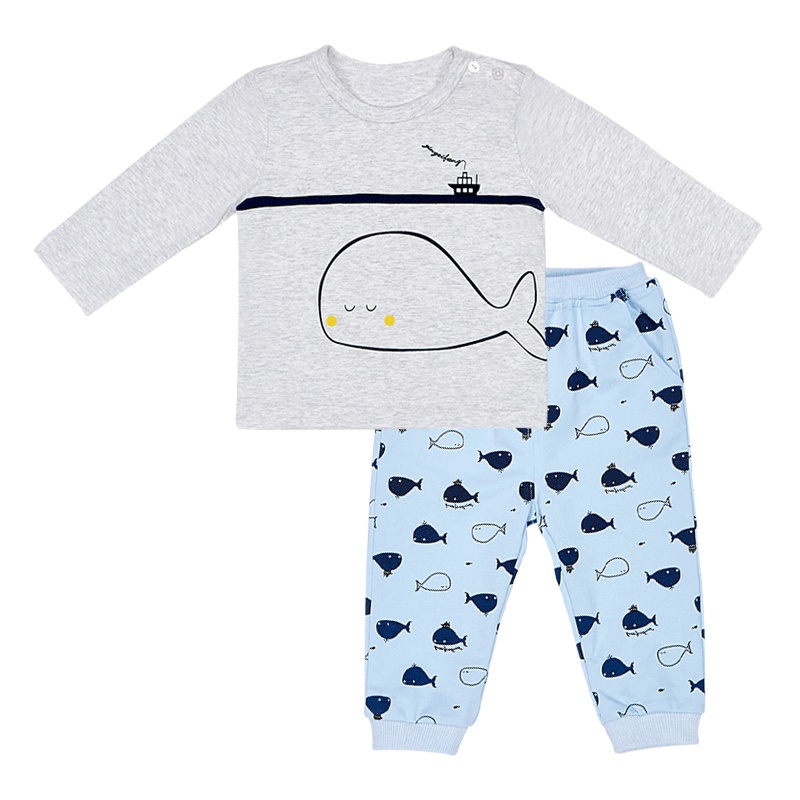 婴姿坊童装两件套男童童装家居服中小童长袖长裤春季春秋