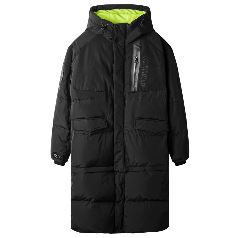 马克华菲羽绒服男士2018冬季新款印花连帽可拆卸下摆外套