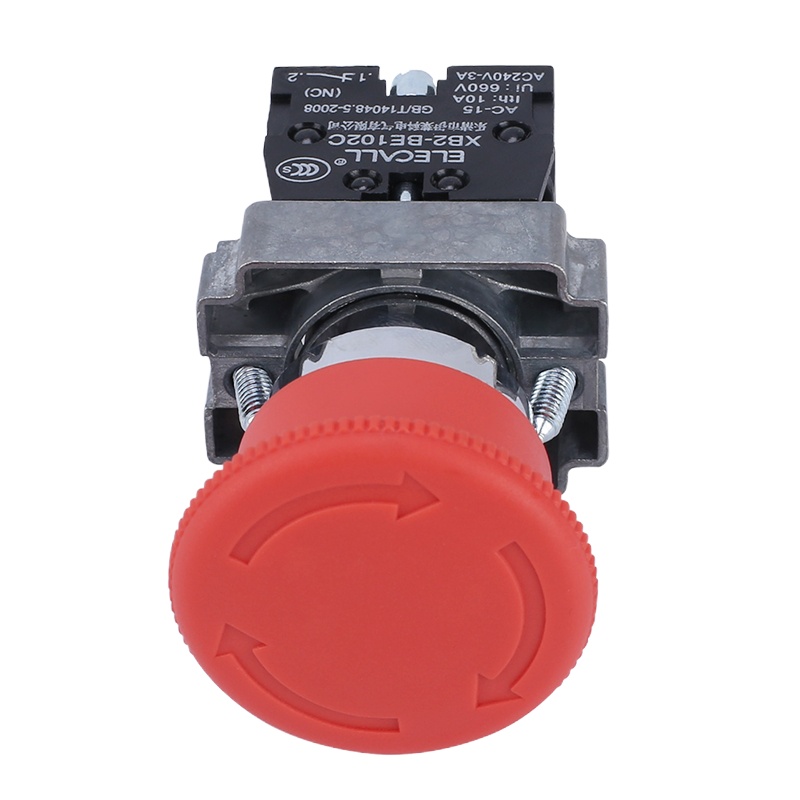 企购优品 伊莱科 旋转复位锁扣式蘑菇头急停按钮开关XB2-BS442C(一开一闭)自动复位
