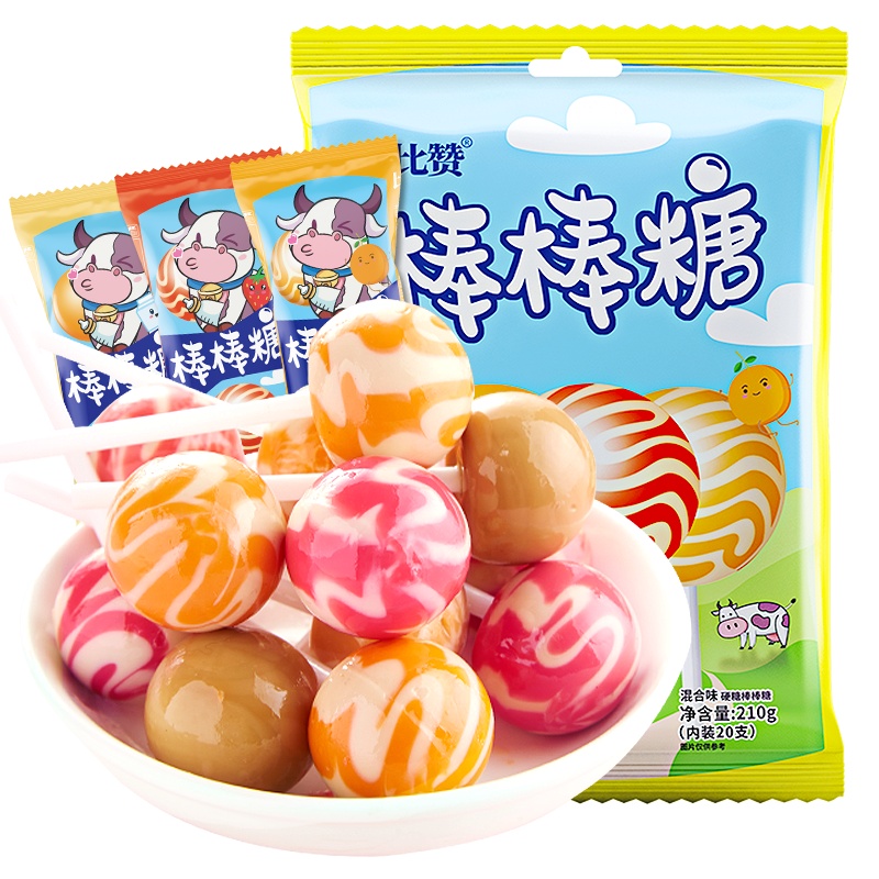 [第三件0元]欧贝拉棒棒糖210g硬糖儿童小零食糖果散装批发创意多口味网红婚糖喜糖