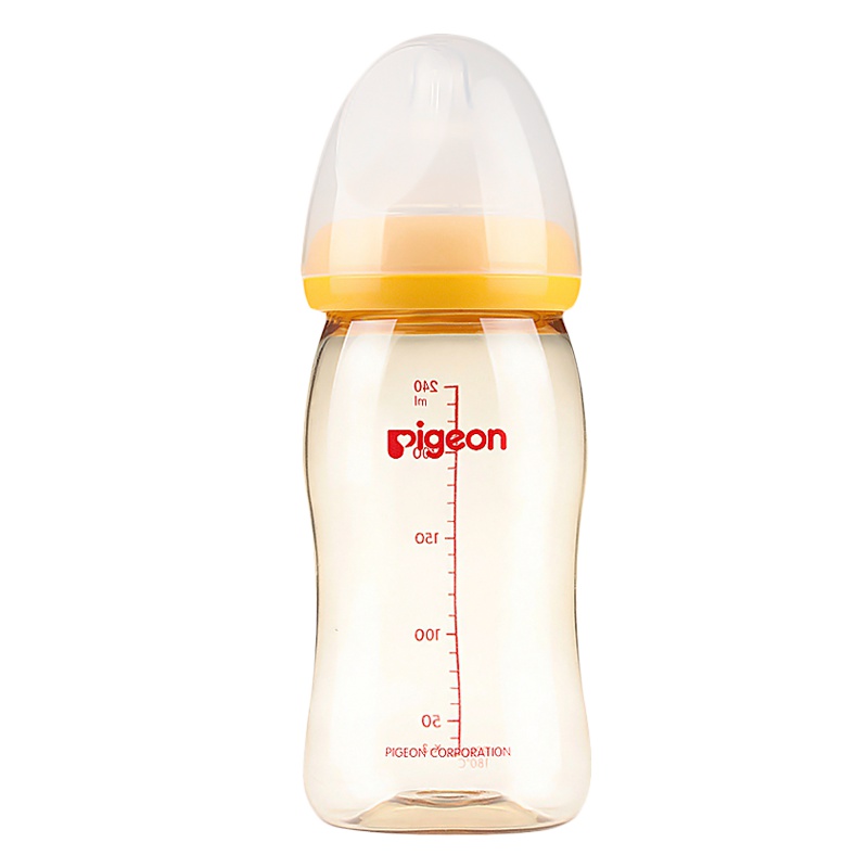 贝亲(Pigeon)自然实感PPSU塑料奶瓶 AA94 宽口径奶瓶黄色240ml 6-9月L号奶嘴