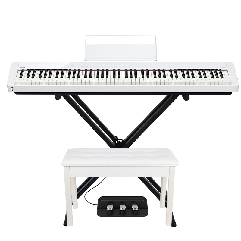 卡西欧(CASIO)电钢琴PX-S1000WE(白色)智能触摸屏 88键纤薄便携式 时尚钢琴套机(单机+X架+三踏板)