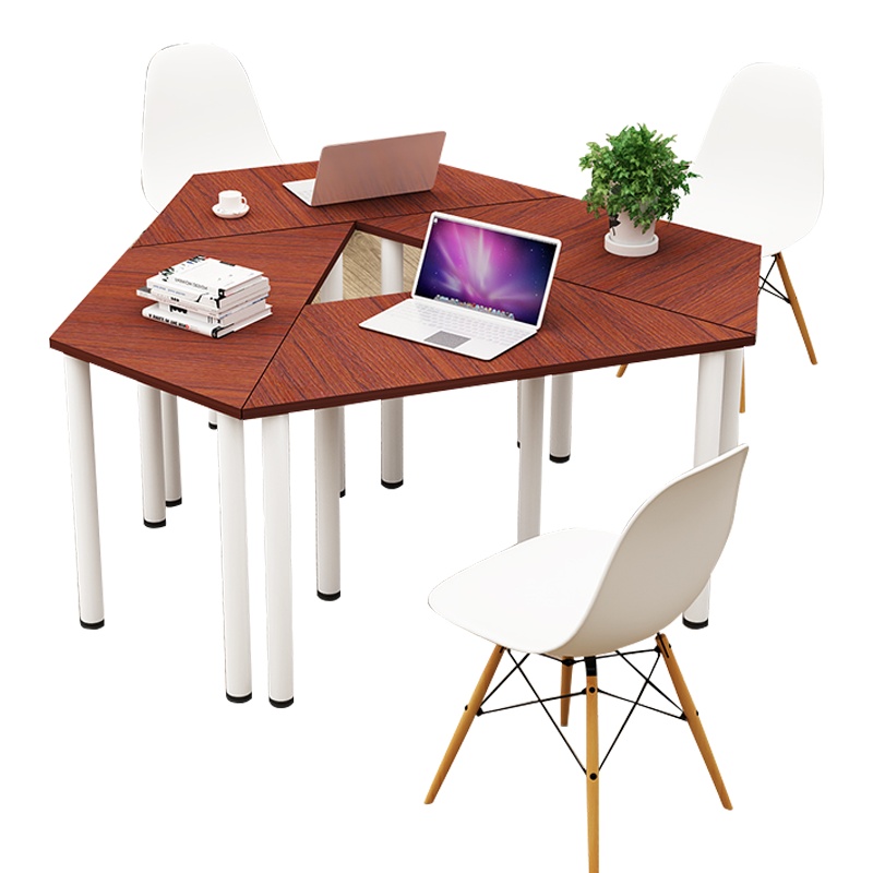 铭威盾小型梯形会议桌创意洽谈桌美术培训桌组合拼接简约办公桌[工厂现做 7天内发货]