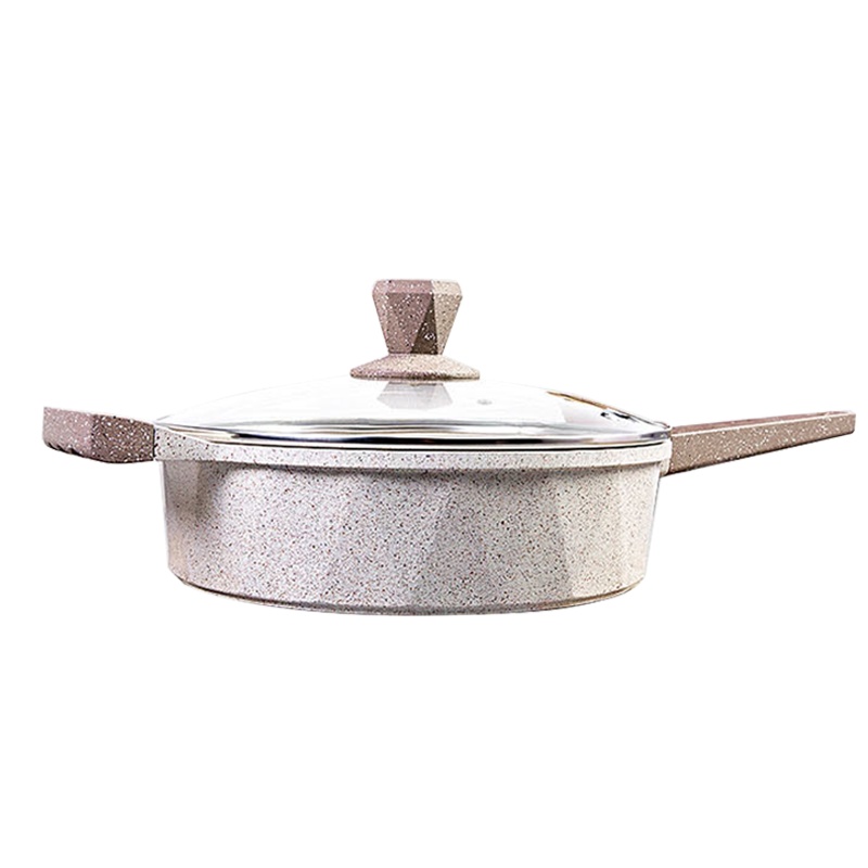 Jeetee吉特不粘少油烟麦饭石不粘锅煎炒锅平底锅煎锅炒菜锅家用锅具28cm铝合金电磁炉燃气灶通用ZSSJ001-28G