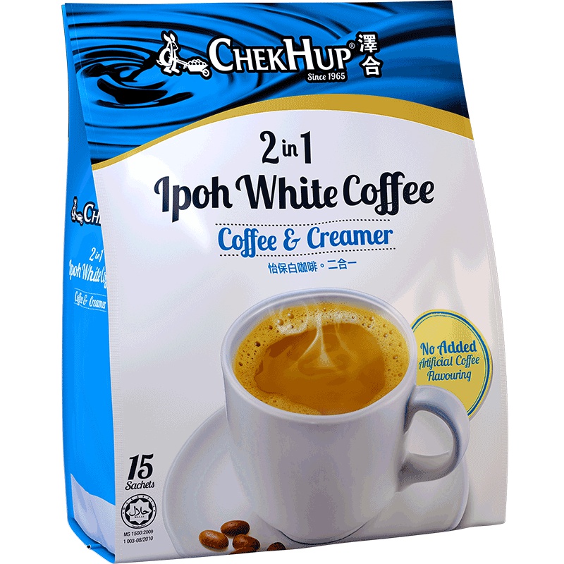 马来西亚原装进口 泽合怡保二合一白咖啡450g 速溶咖啡粉袋装 无蔗糖添加 内附黄糖包15杯装