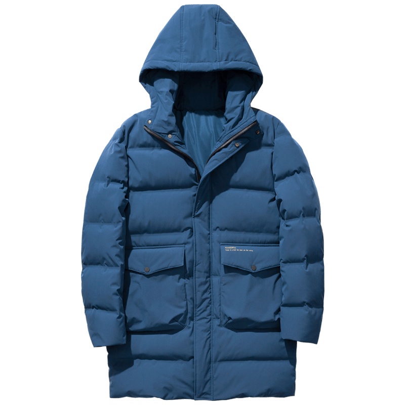 千纸鹤男士中长款保暖外套男2019冬装新款无缝休闲羽绒服男60253