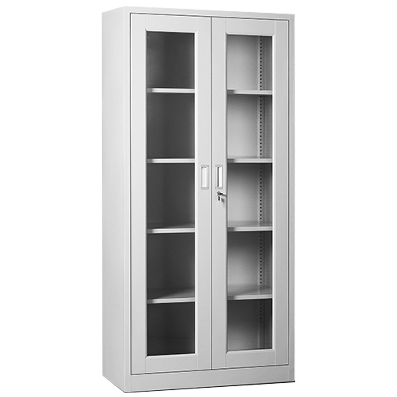 富和美(BNF)通玻文件柜铁皮柜玻璃门档案柜员工柜 储物柜带锁加厚款850L*390W*1800H