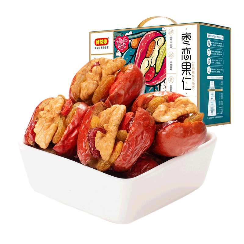 [好想你_540g枣恋果仁]红枣夹核桃葡萄干儿童开胃零食礼盒