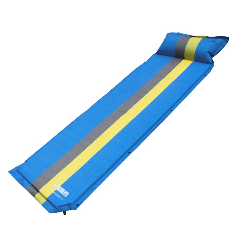 战兵卫 户外露营双人单人可拼接PVC自动充气垫 野营睡垫充气床 单人款蓝色充气垫