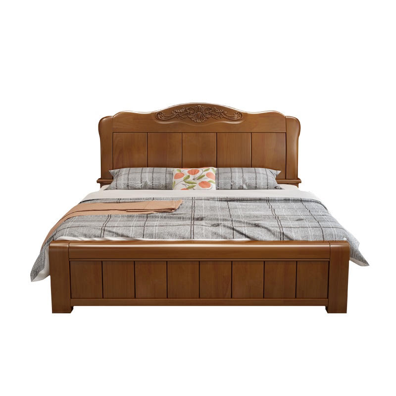 月影梳桐现代中式储物高箱1.8米双人床实用小户型婚1.5m实木