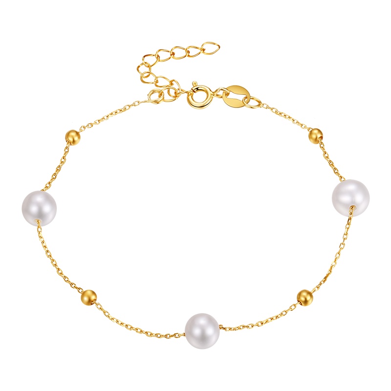 鑫万福 925银精工镶嵌7-8mm天然淡水珍珠手串/时尚精美手链/珍珠手链