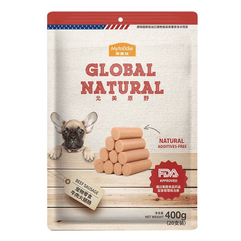 麦富迪狗零食火腿肠补钙低盐幼犬宠物零食小型犬泰迪金毛狗香肠400g*2袋