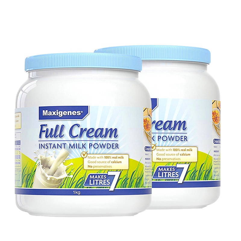 2件装丨Maxigenes美可卓蓝胖子全脂成人奶粉1kg/罐装3岁以上进口学生成人孕妇奶粉守护健康 进口