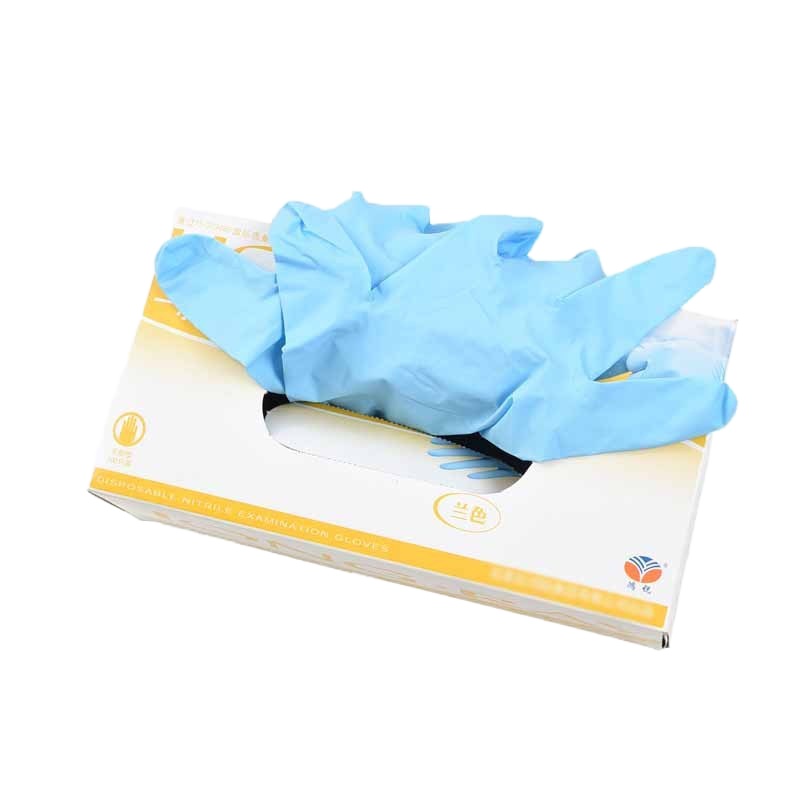 鸿锐一次性丁腈手套 M码蓝色 100只/盒