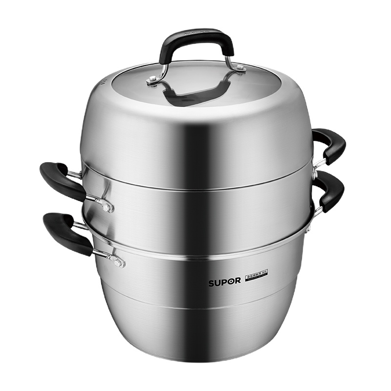 苏泊尔巧易取不锈钢三层复底蒸锅28cm