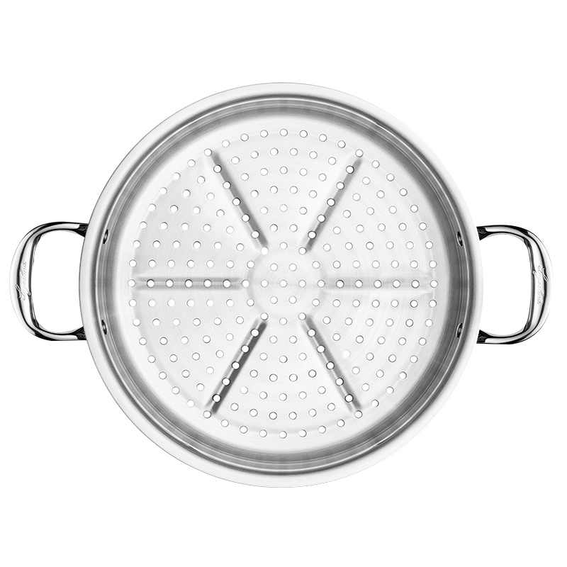 Lagostina拉歌蒂尼格雅系列不锈钢蒸格搭配炒锅蒸屉无涂层 30厘米双耳蒸格