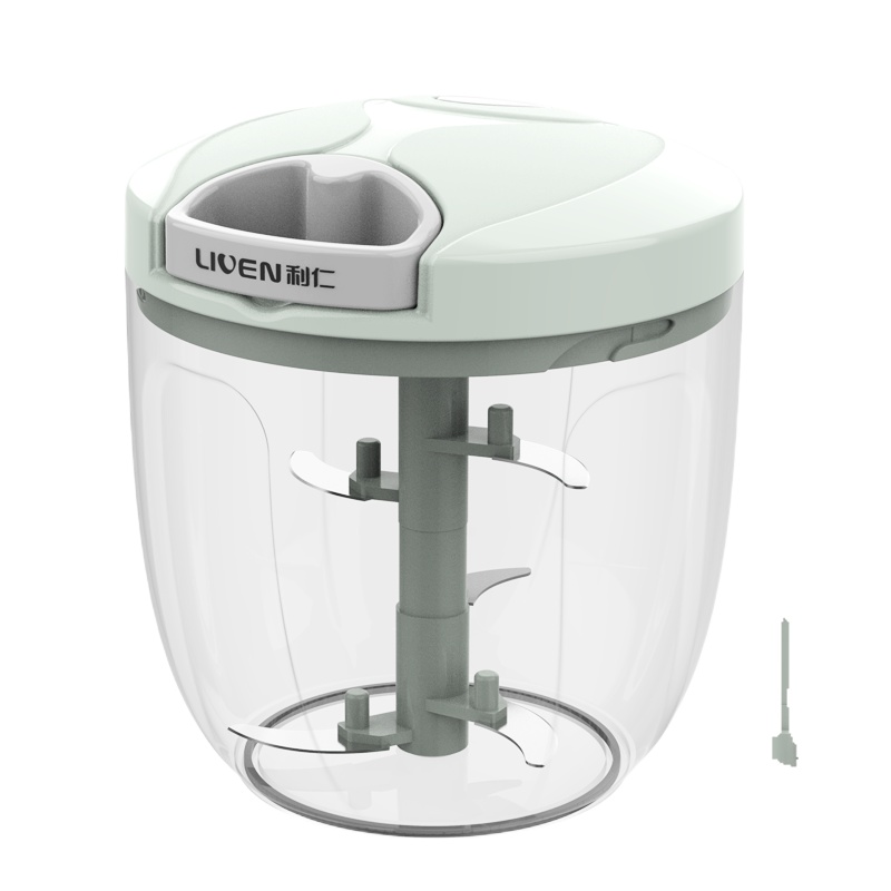 利仁家用多功能切菜器 手拉式捣蒜器 蒜泥辣椒沫搅碎机绞肉机饺子馅蔬菜料理机辅食机 大号-900ml 五刀头