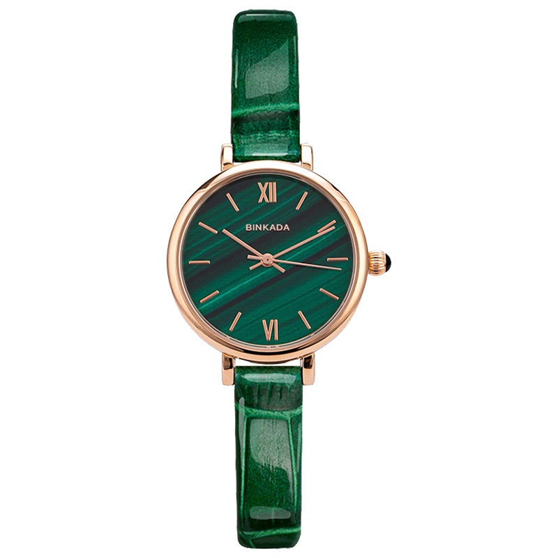 宾卡达BINKADA复古ins风小众圆盘手表女简约气质时尚轻奢名牌小绿表5012