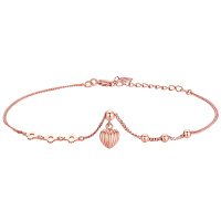 佰色传情18K金彩金手链女爱心玫瑰金手环官方正品手饰送女友送闺蜜生日情人节礼物