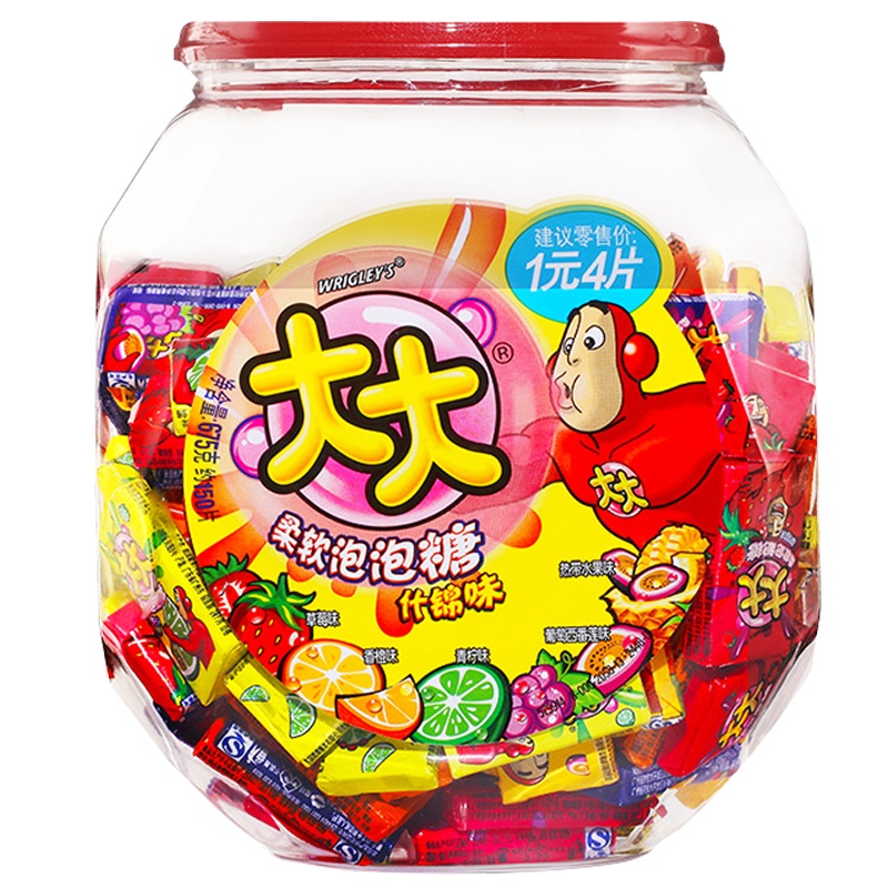 大大泡泡糖什锦味桶装约150片什锦味儿童口香糖果儿童零食