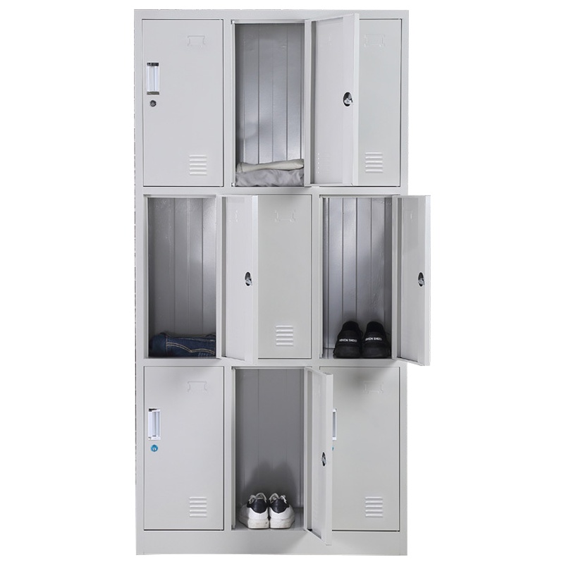 永格加厚九门铁皮更衣柜 员工储物柜 多门储物柜 存包柜鞋柜 浴室带锁更衣柜 其他金属更衣柜多功能 9门更衣柜